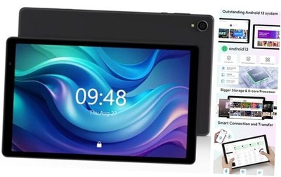  Android 13 Tablet, 10.1'' Tablet with Octa-core Processor, HD IPS Dark Gray