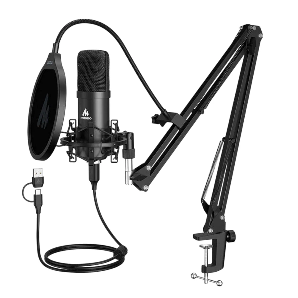Microphone Usb-C Avec Mikrofonarm pour Ordinateur Portable Mac USB Câble Noir - Photo 3/4