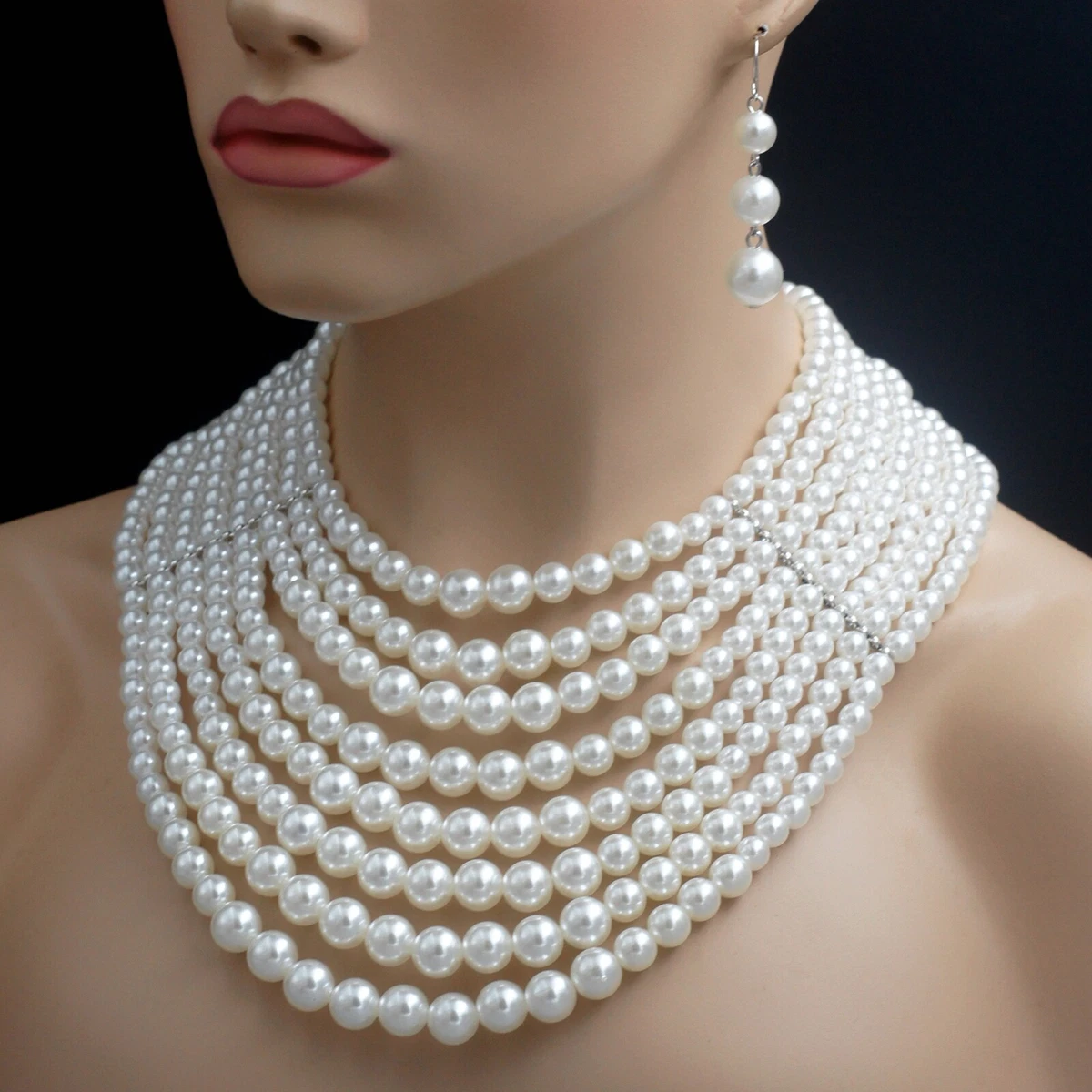 Pearl string necklace sale