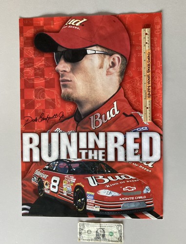 ✅ NOS Vintage Nascar Dale Earnhardt Jr. Run In The Red Budweiser Beer Poster