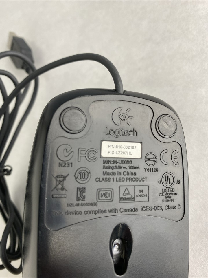 Lot( 10 ) Logitech M-U0026 Optical 6ft Wired USB Scroll Wheel Mouse 810 ...