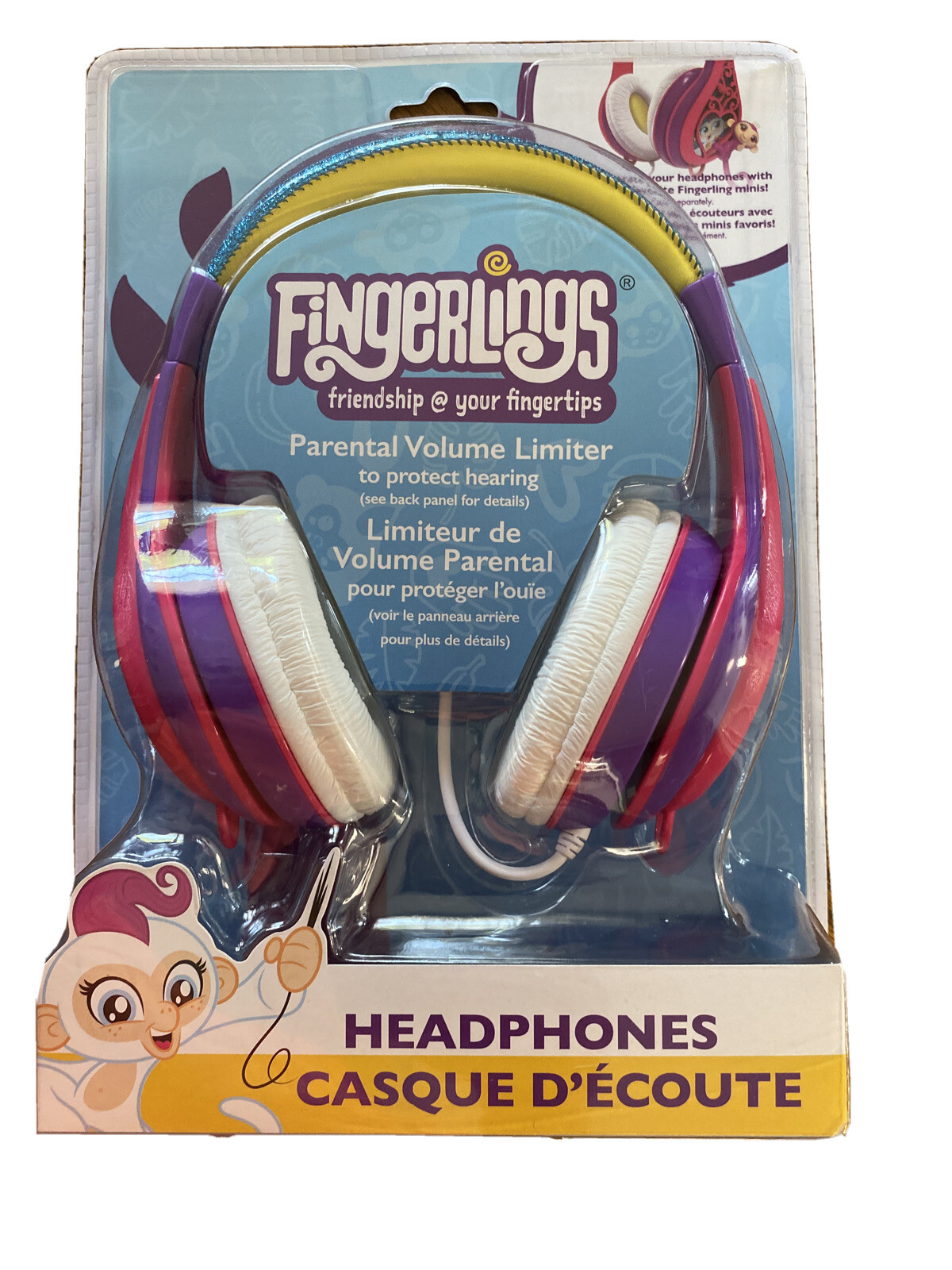 Colorful Fingerlings Over-the-Ear Kids Headphones Purple Blue Yellow eKids FG-140.FXV8-image