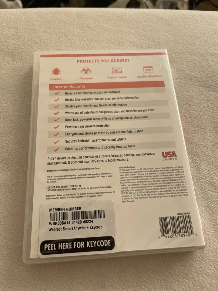 Webroot Internet Security w/Antivirus Windows 10 Compatible 3 Devices NEW SEALED - Image 2 of 4