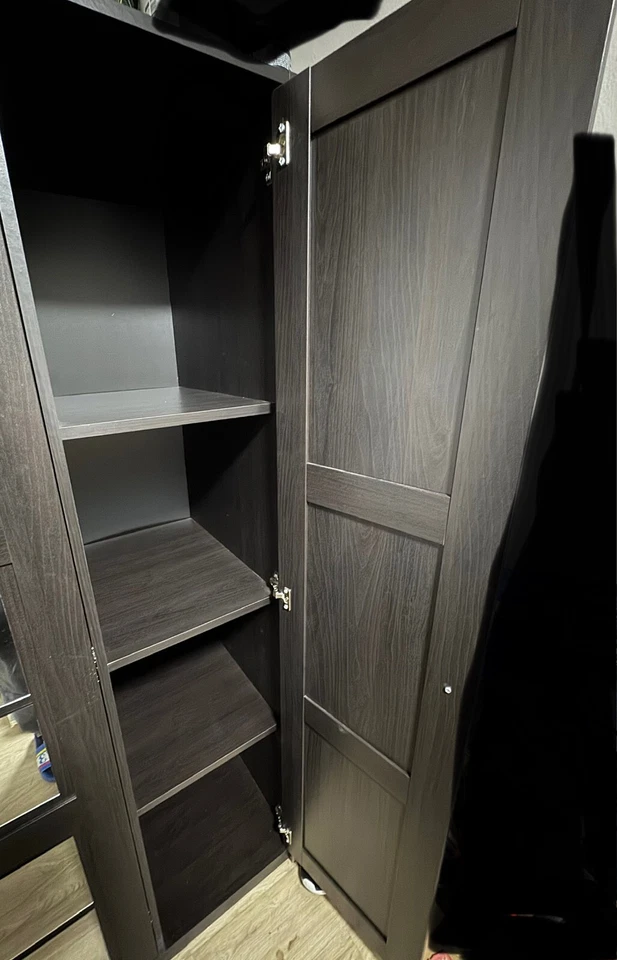 Schwarzer Kleiderschrank mit Spiegeln, 3 Türen