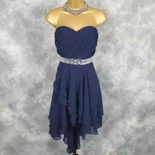 LIPSY Navy Layered Fit & Flare Dress Size 6 UK Occasion Party Cocktail Cruise