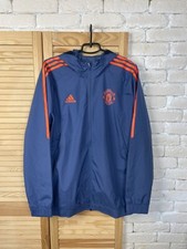 MANCHESTER UNITED TRAINING FOOTBALL SOCCER JACKET WITH ZIPPED HOOD ADIDAS MENS L