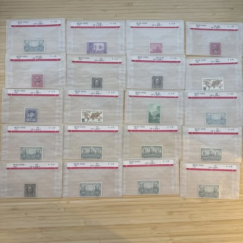 US Stamp Lot 20 Mint Singles MNH MH 1910s-1950s Collection Vintage Glassines