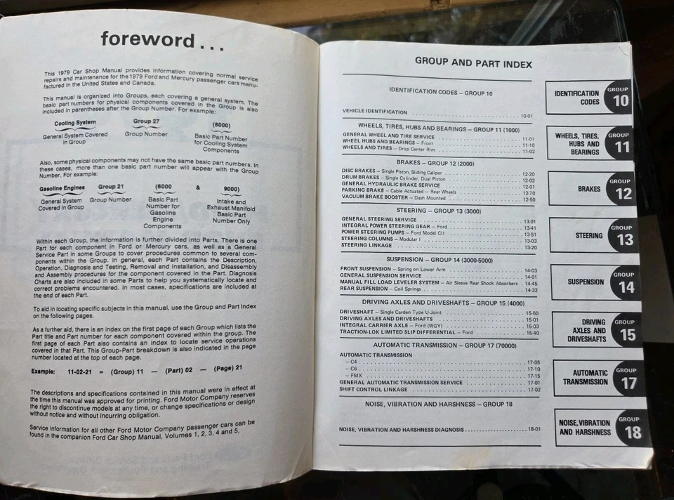 Ford/Mercury Shop Manual LTD/Country Squire Marquis Colony Park 1979 fabricante de equipos originales Foto 2 de 3