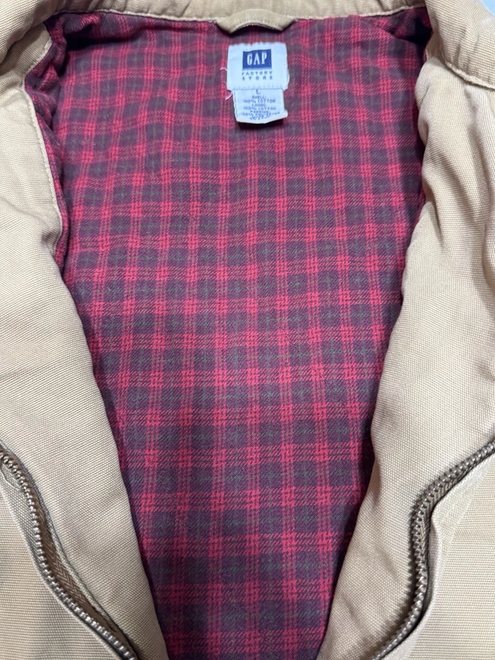 Vintage GAP Harrington Canvas Jacket Size L Plaid Lined Full Zip Y2K 2000s Mall  - Image 3 of 4