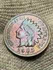 1905 Indian Head Cent Penny AU + High Grade 4 Diamonds Free Gift Toned