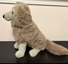 Vintage Dakin Realistic Tan  Gray Wolf Pup Plush Stuffed Animal Toy 11"