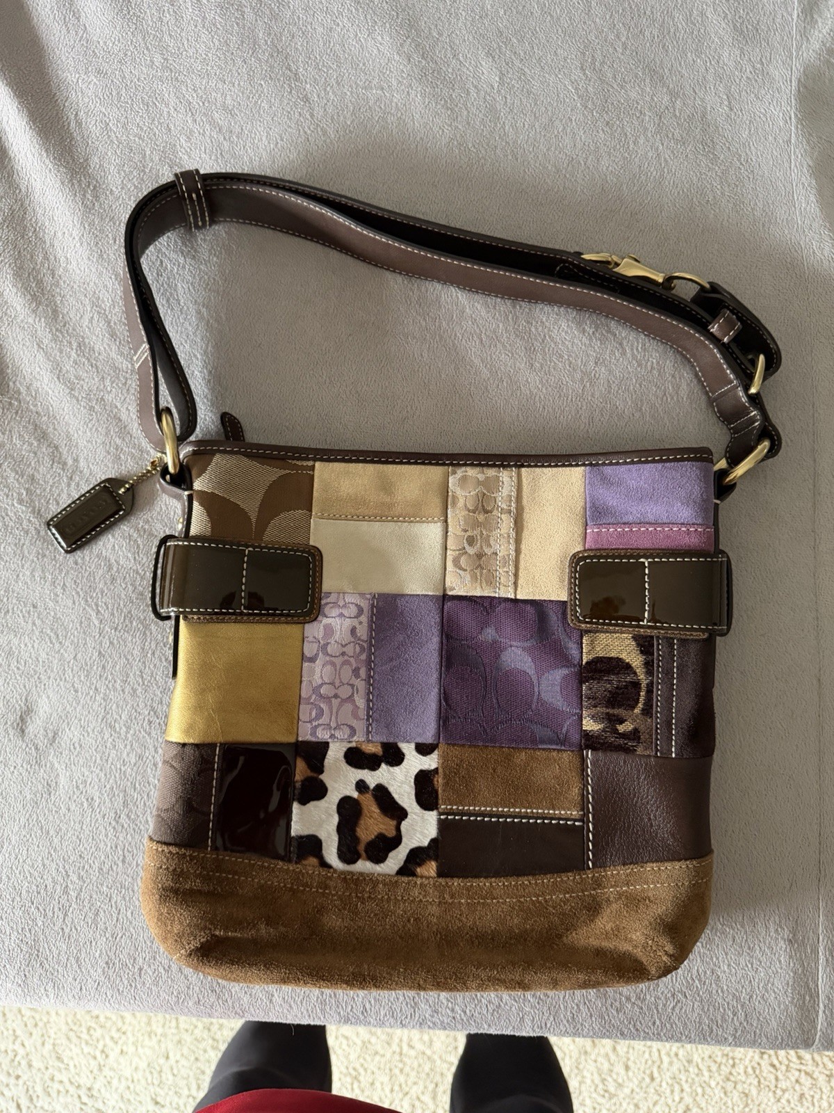 Coach Authentic Patchwork Purple Brown Shoulder/C… - image 4