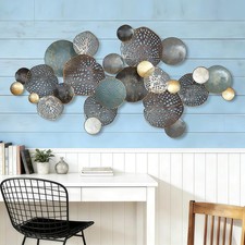 Large Metal Wall Decor, Boho Lotus Leaf Metal Wall Decoration, 3D Stacked Flo...