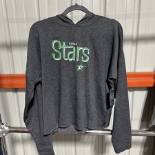 NEW NHL Dallas Stars Womens Grey Hooded Long Sleeve Shirt Size Medium See Desc