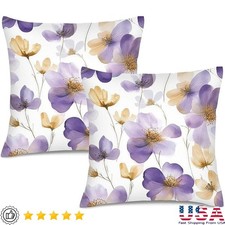 Floral Throw Pillow Covers 18x18 Inches Double Sided Zippered Decorative Cover