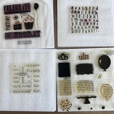 Close to My Heart Lot Of 4 My Acrylix Stamps, Invites Birthday Party Letters