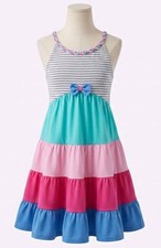 Jona Michelle Girls Striped Sundress Size 7 Sleeveless Bow Accent 260422-02
