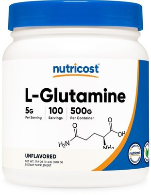 L-Glutamine Powder (500 Grams) Unflavored, 100 Servings, GMO-Free