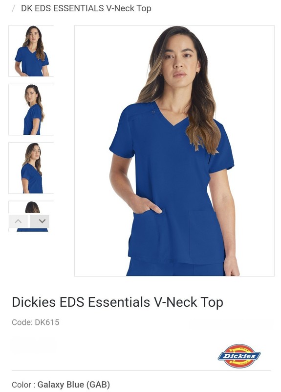 Dickies EDS Scrub Top Galaxy Blue XXL NWoT Nurse DK615 Women's 