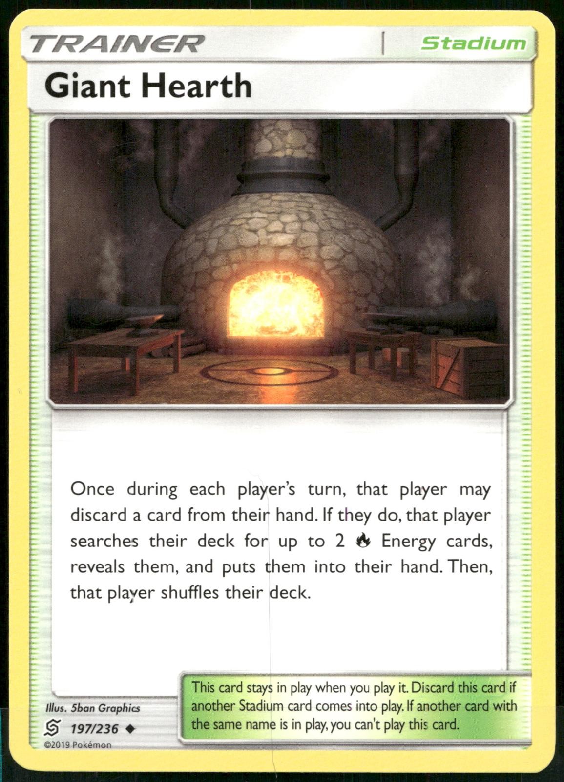 Giant Hearth 197/236 Unified Minds Pokemon Card 2019 Lightly Played