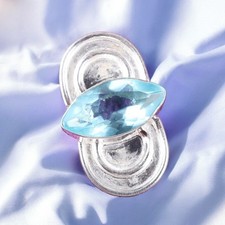 November Birthstone Sky Blue Topaz Gemstone 925 Sterling Silver Ring All Size DX