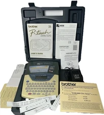 Brother P-Touch PT-2210 Deluxe Thermal Label Maker, Cord, Case ,white Roll