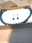 Honora blue pearl necklace and earring set 16 inch — photo 4