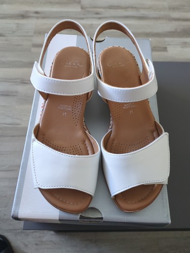 Damen Leder Sandale ARA Weiss Keilabsatz Größe 36,5