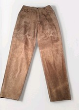Brown Suede Leather Pants VTG Academia Office Siren Boho Chic 70's Retro