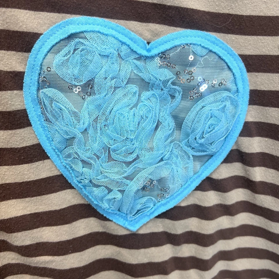 Top túnica manga larga MALLORY MAY niña 5 marrón/verde azulado con corazón de tul Foto 4 de 4