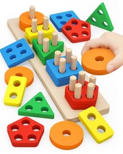 Montessori Toys for 1 - 3-Year Old Boys Girls Toddlers,Wooden Sorting  Stacking