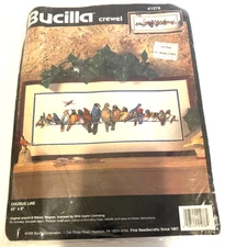 VTG Bucilla Crewel Embroidery Kit 41078 Chorus Line Birds Wendy Wegner 22"x8"