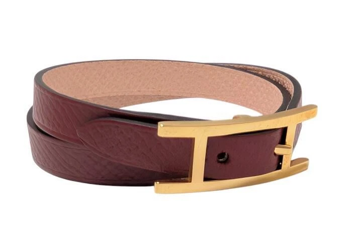 HERMÈS Bracciale Hermes Api Be Api Reversibile GP Doppio Tour XS Rosso Rosa Chiaro Ottimo