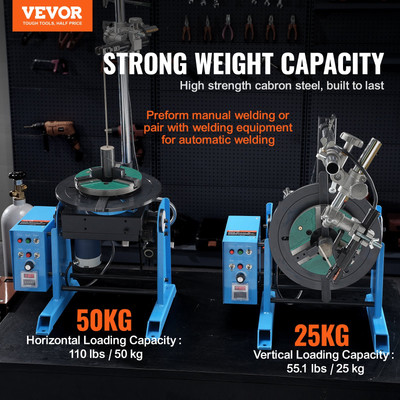 110lbs/50kg Rotary Welding Positioner w/12.4'' Chuck - 0.5-6 RPM, 0-90° Tilt 120W
