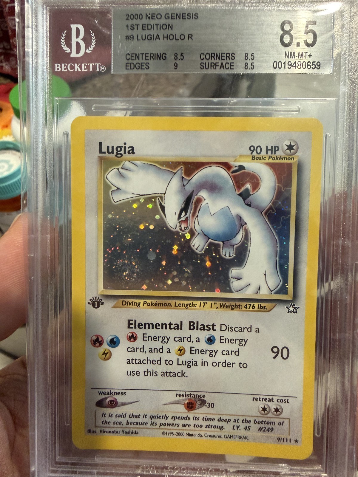 Lugia Holo #9/111 - 1st Edition - 2000 Pokemon Neo Genesis - BGS 8.5 - New Cert