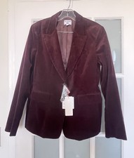 Ines de la Fressange x Uniqlo Womens Corduroy Burgundy Blazer Jacket Size M NWT