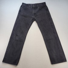 Levi's 505 Regular Straight Jeans Mens 36x32 Black Dark Wash Denim