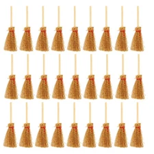 50 Pcs Miniature Wooden Brooms For Dollhouse Crafts Mini Broom Decorations