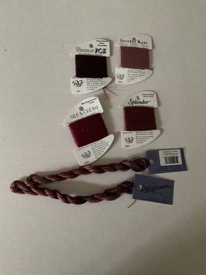 Needlepoint Embroidery Thread Lot of 6 Rainbow Gallery and Caron Mauves New