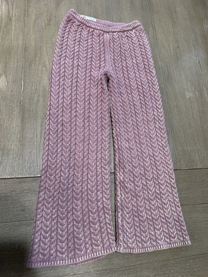 ZARA Girls 11-12 Years CABLE Knit pants Trousers Pink