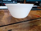 Vintage Federal Glass F Shield Milk Glass Oven Ware Double Banded 5" Mixing Bowl