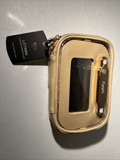 Mini Lighted Mirror Case Gold Metallic Compact Travel Makeup Organizer NEW
