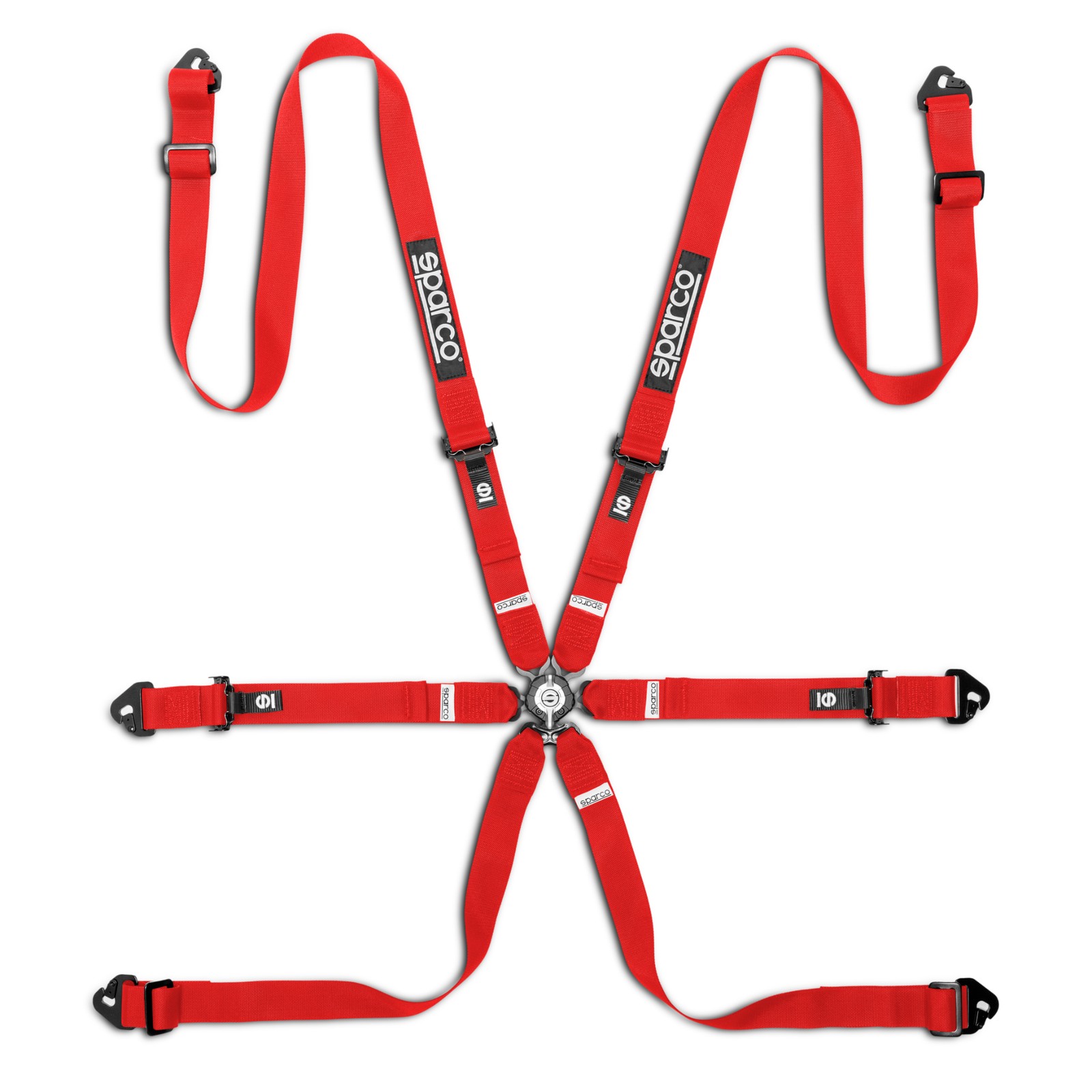 Sparco Competition H-2 PU 6 Point Harness - Red - FIA 8853-2016 Approved