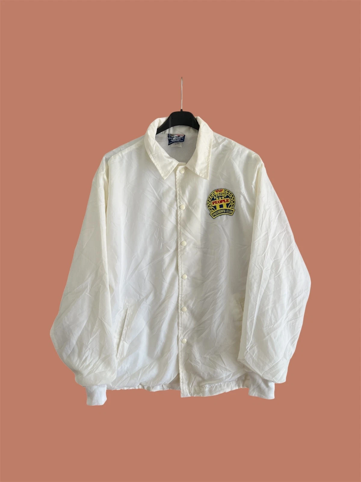 80's AFSCME People President VIP White Windbreaker Jacket Size L Trade Union