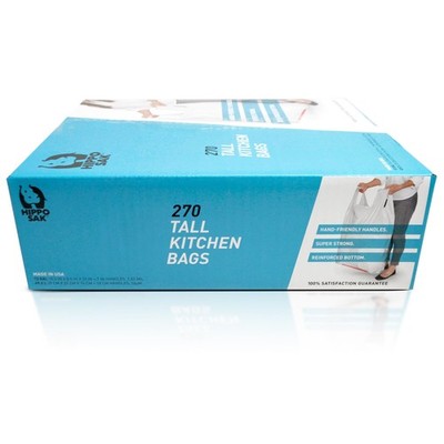 Hippo Sak - Tall Kitchen Garbage Bags with 270 Count (Pack of 1), White