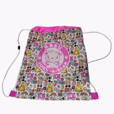 Build A Bear Kabu Backpack Drawstring Cinch Bag Pink White Logo 17x13 Nylon BAB