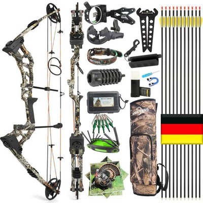 0-70lbs Compoundbogen Set Jagdbogen Bogenschießen Klingenpfeilspitzen Sportbogen