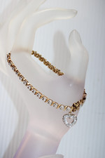 Ross Simons Sterling Silver Rose Gold Vermeil Heart Tennis Bracelet 7.5" #0059