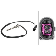 Sensor Abgastemperatur geschraubt 2-polig 490 mm Kabel HELLA für u.a. AUDI A6