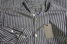 John Varvatos Midnight Blue Striped Long Sleeved Button Up Shirt Sz M Brand New
